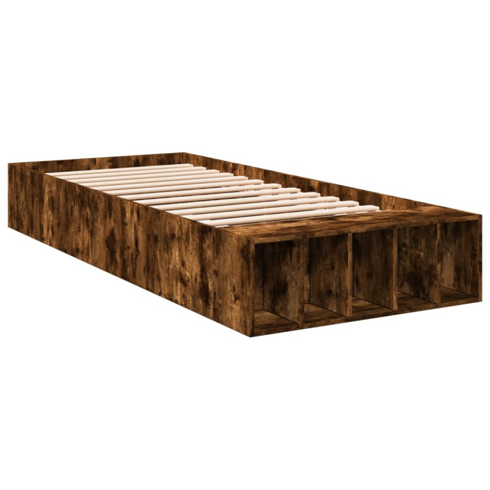 vidaXL Bed Frame Home Bed Base Bedstead Smoked Oak 100x200 cm Engineered Wood