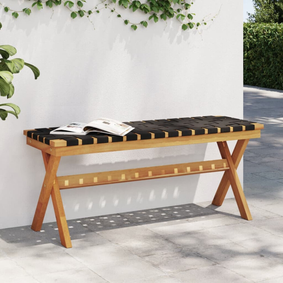 vidaXL Garden Bench Outdoor Bench Seat Black Solid Wood Acacia and Fabric