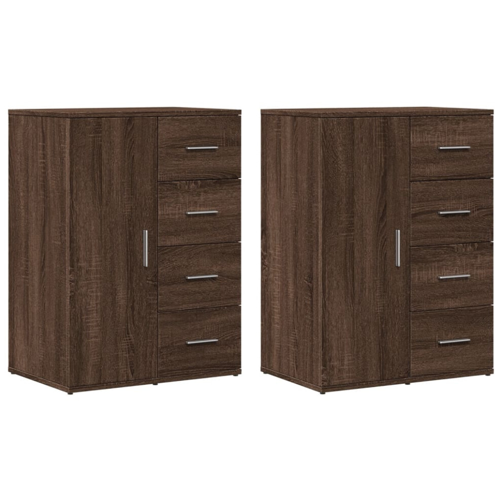 vidaXL Sideboards Cupboard Cabinet Highboard 2 pcs Brown Oak Engineered Wood