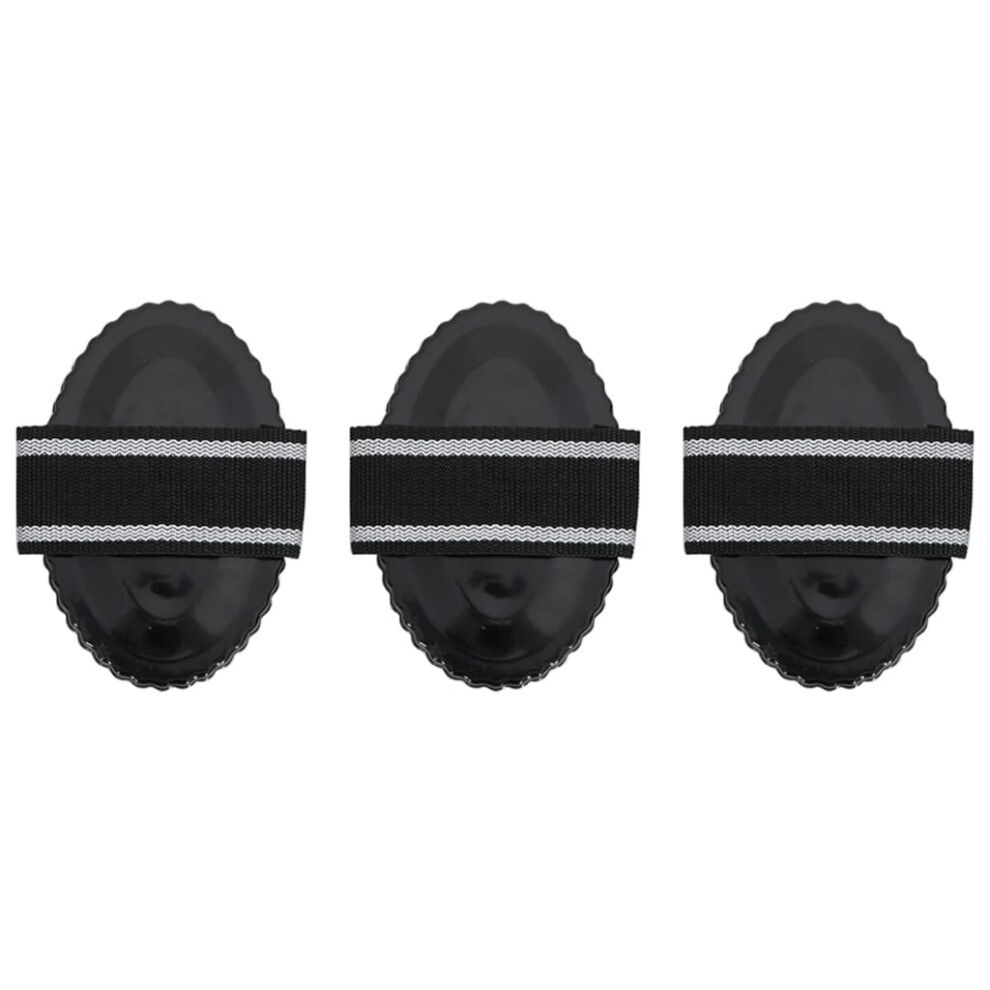 vidaXL Curry Combs Fur Remover Brush Livestock Itching Brush 3 pcs Black Steel