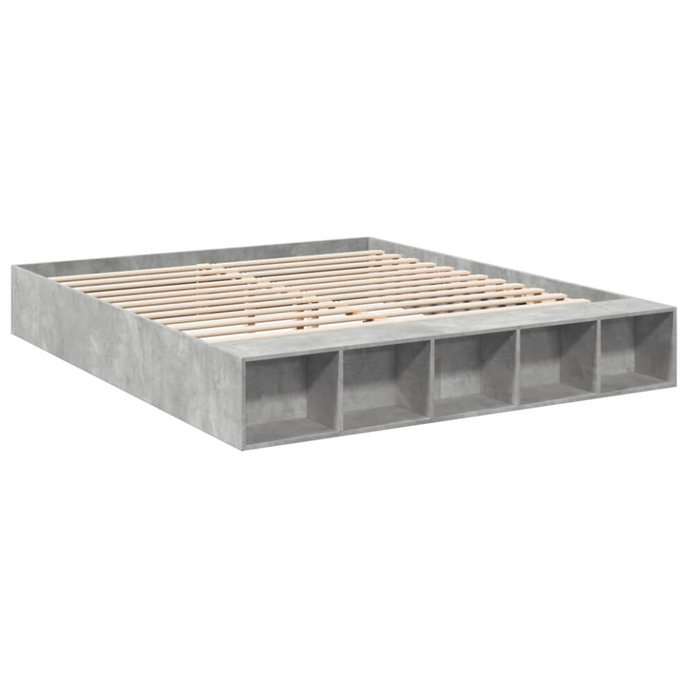 Vidaxl Bed Frame Bed Base Bedstead Concrete Grey 200X200 Cm Engineered Wood