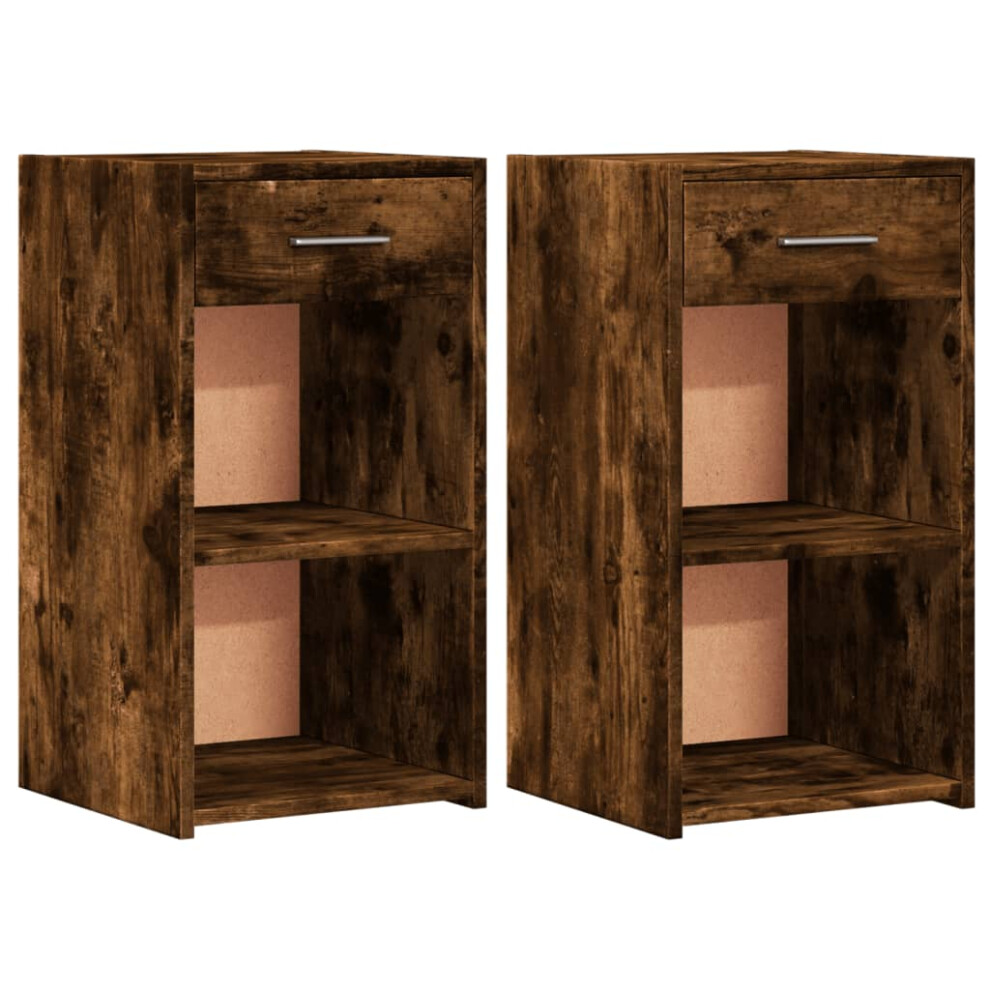 Vidaxl Bedside Cabinets Nightstand Bed Table 2 Pcs Smoked Oak Engineered Wood