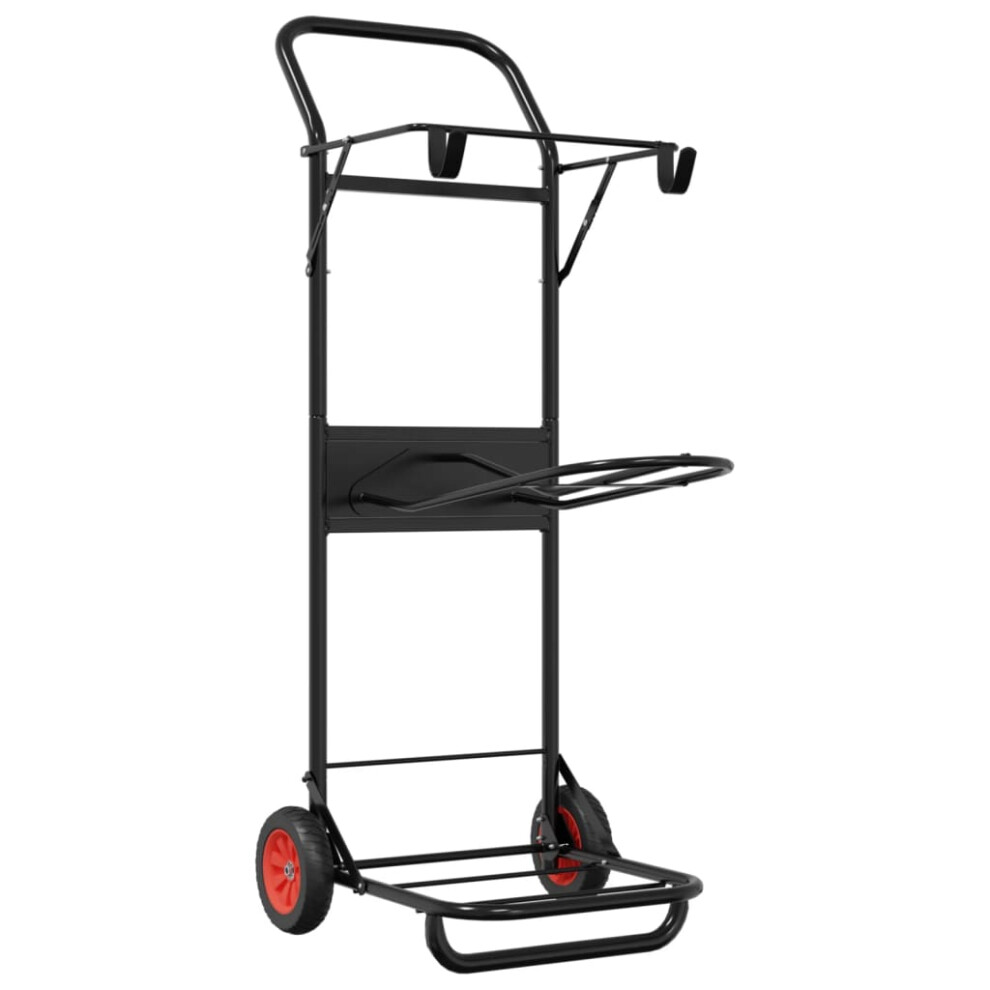 vidaXL Saddle Trolley Foldable Tack Cart Storage Hand Truck Dolly Black Steel