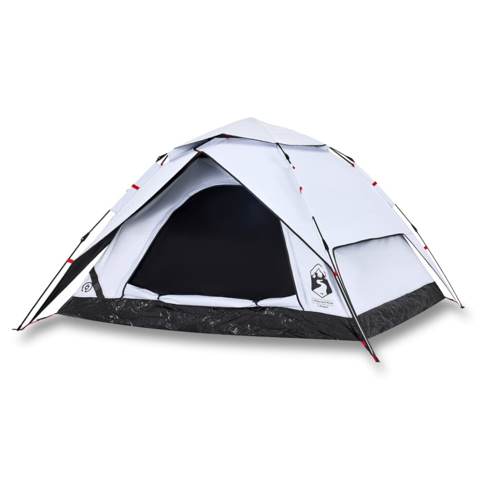 vidaXL Camping Tent Dome 4-Person Tent White Blackout Fabric Quick Release