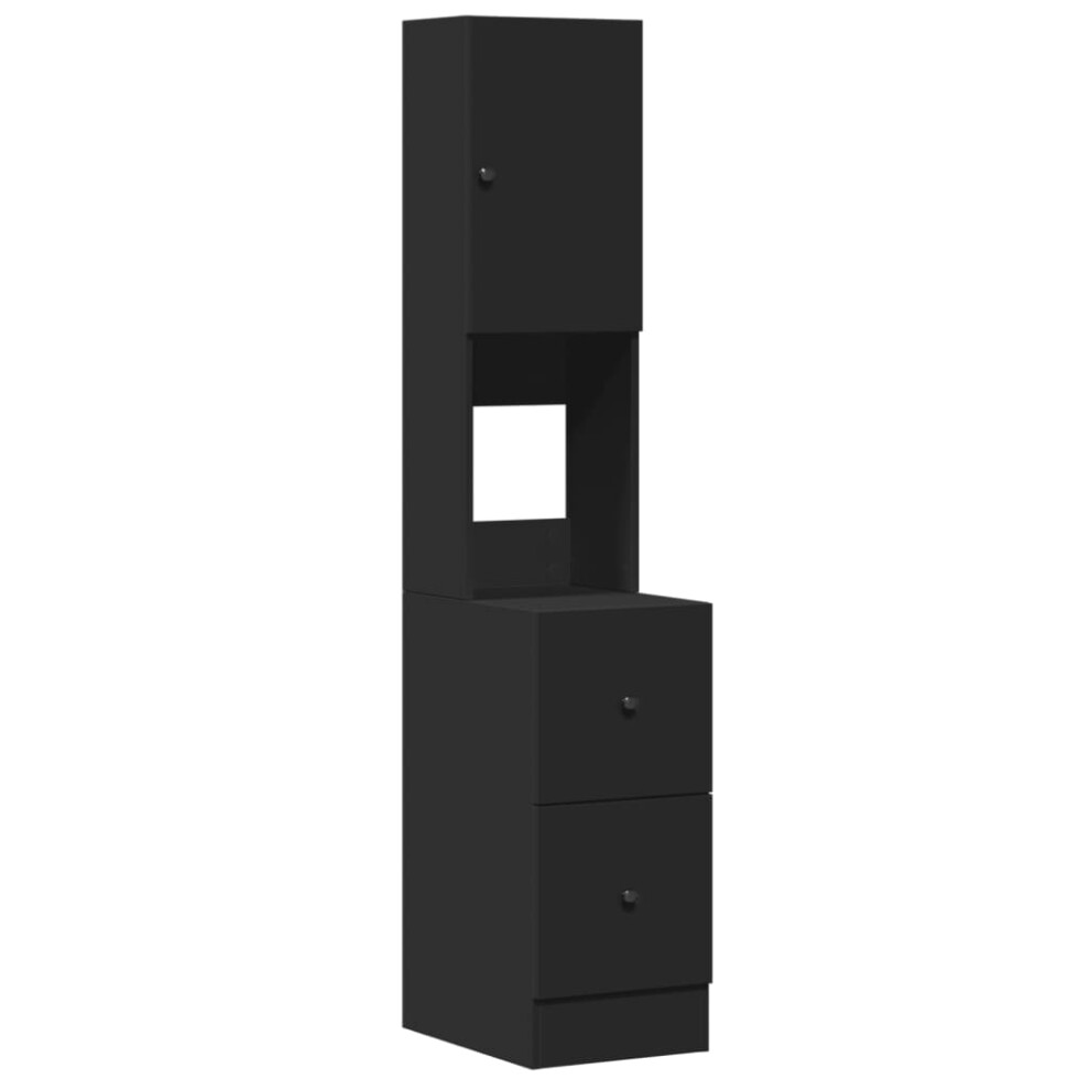 vidaXL Kitchen Cabinet Storage Sideboard Tall Cabinet Black Engineered Wood