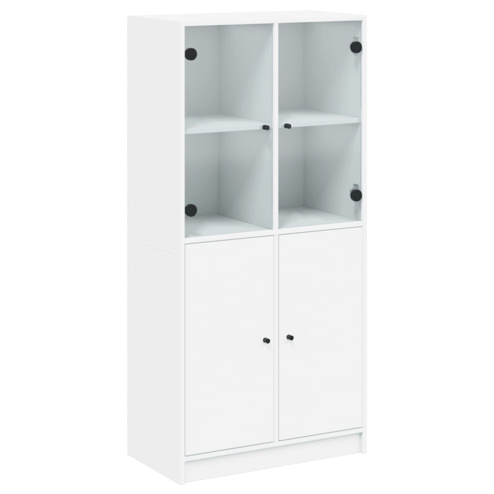 vidaXL Highboard with Doors Sideboard Storage Cupboard White Engineered Wood