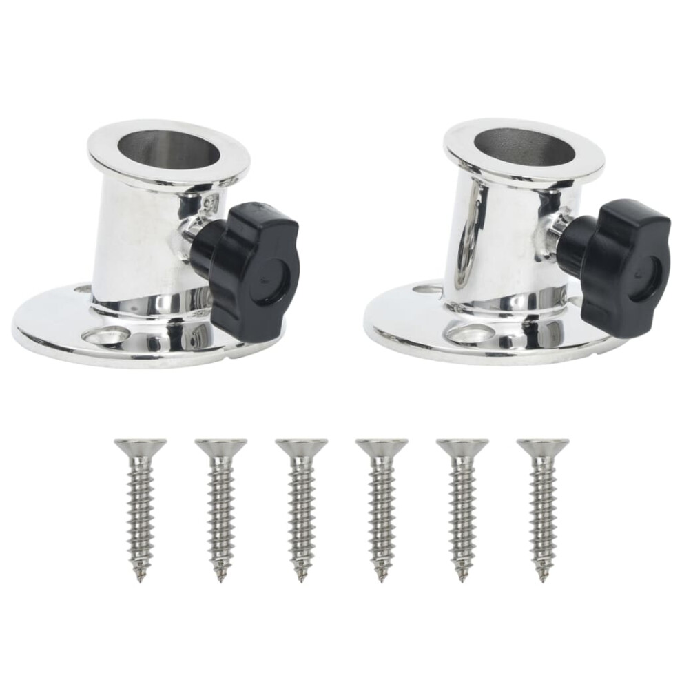 vidaXL Bimini Round Base for 26 mm Tube Handrail Fitting 2 pcs Stainless Steel