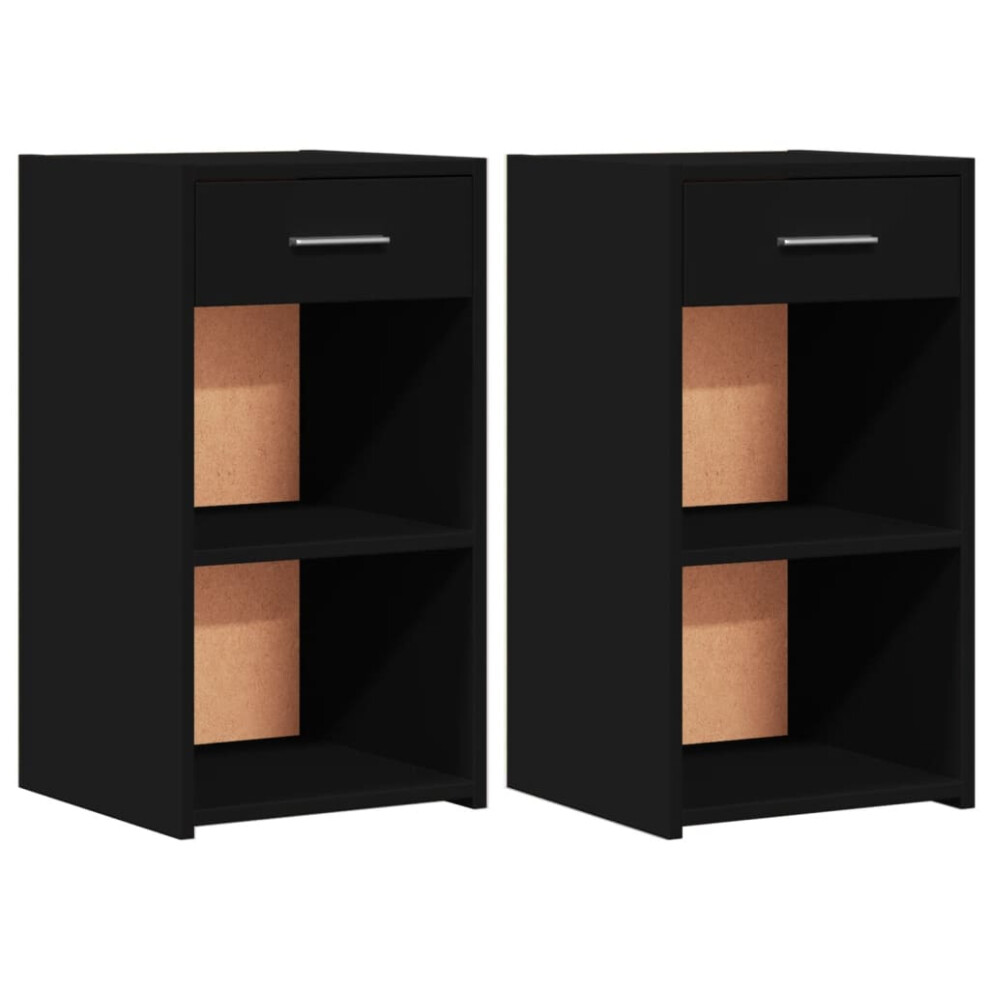 vidaXL Bedside Cabinets Nightstand Bed Side Table 2 pcs Black Engineered Wood