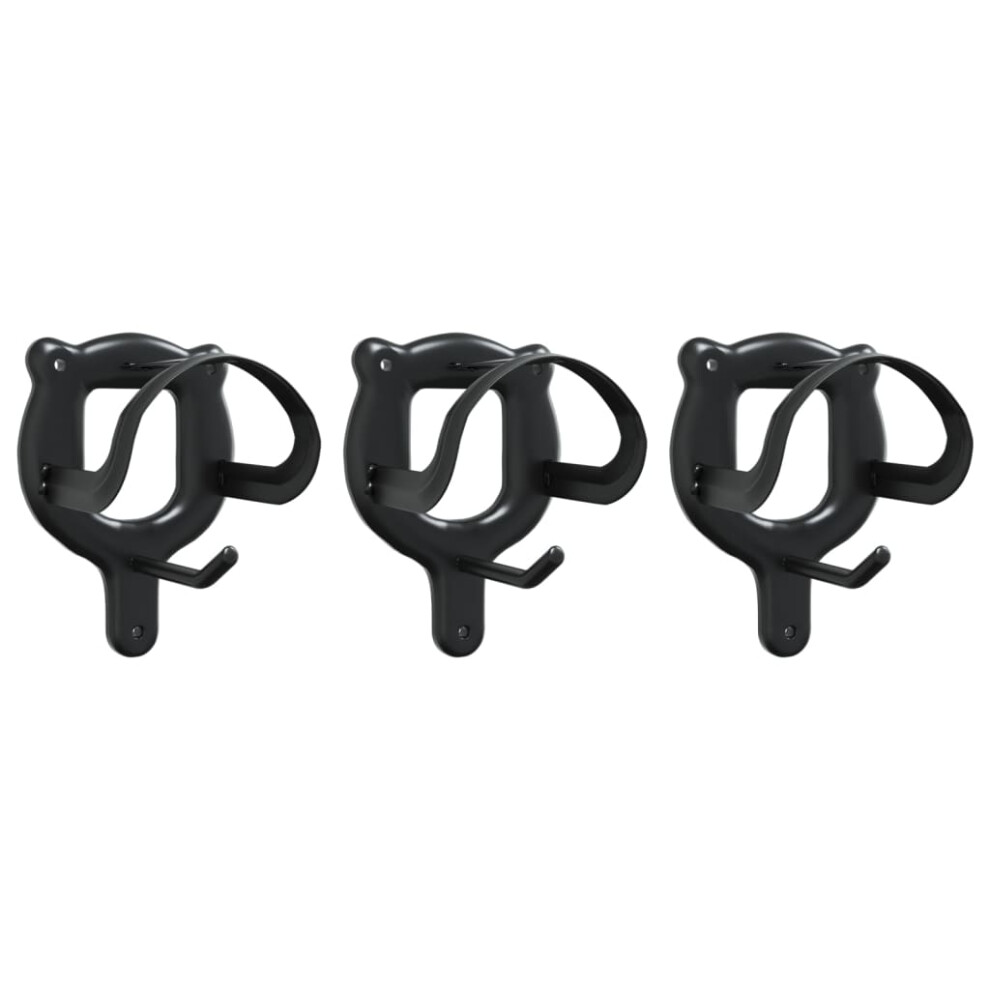 vidaXL Bridle Racks 3 pcs Wall Mounted Saddle Rack Saddle Stand Black Iron