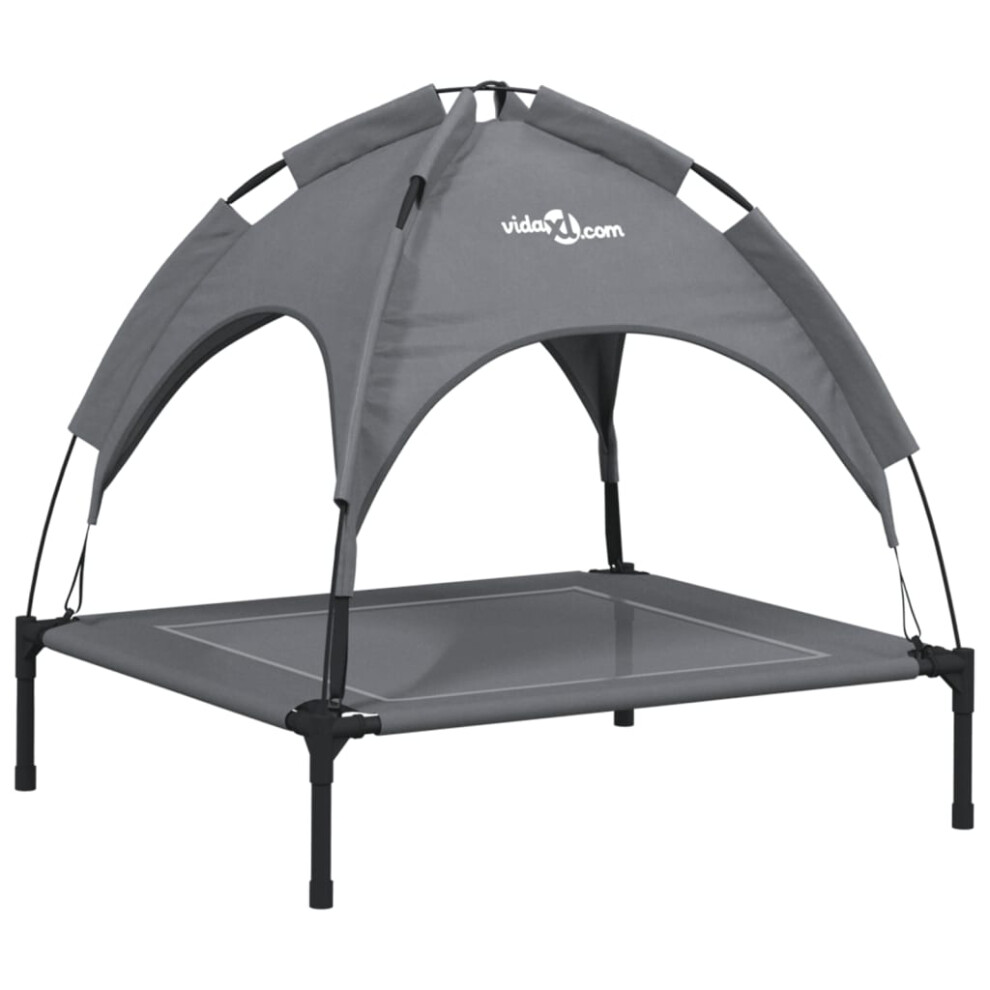 Vidaxl Dog Bed With Canopy Elevated Dog Cot Oxford Fabric And Steel Anthracite