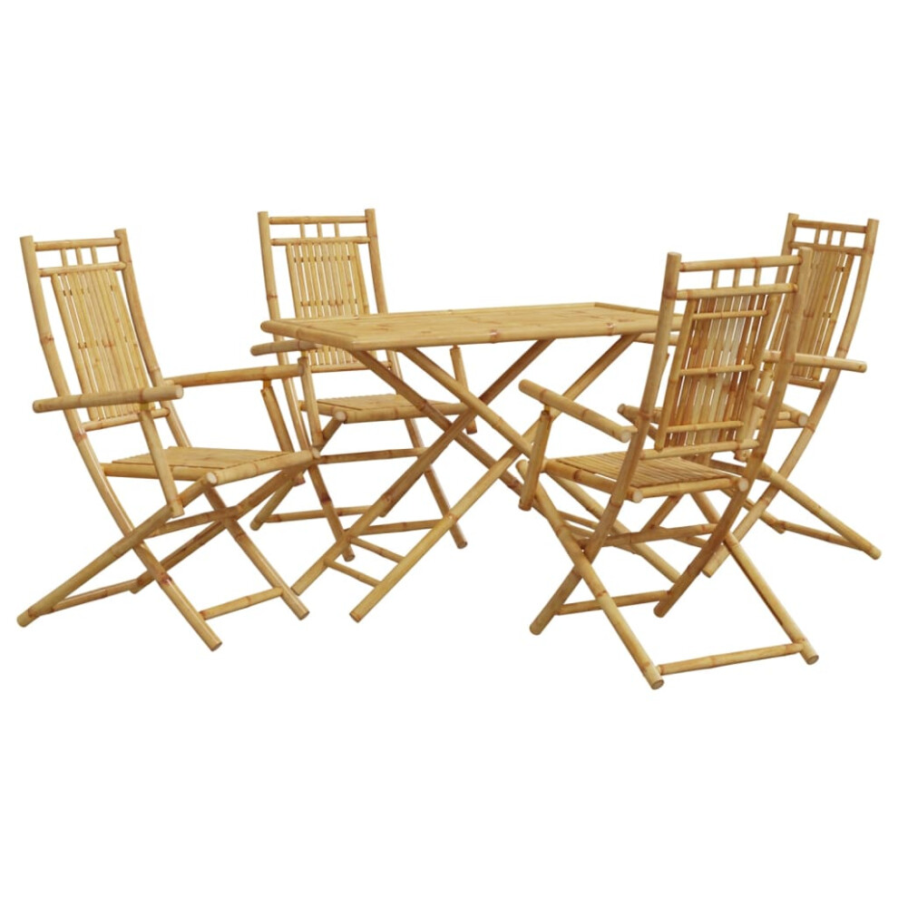 vidaXL Garden Dining Set 5 Piece Outdoor Dining Table And Chair Set Bamboo