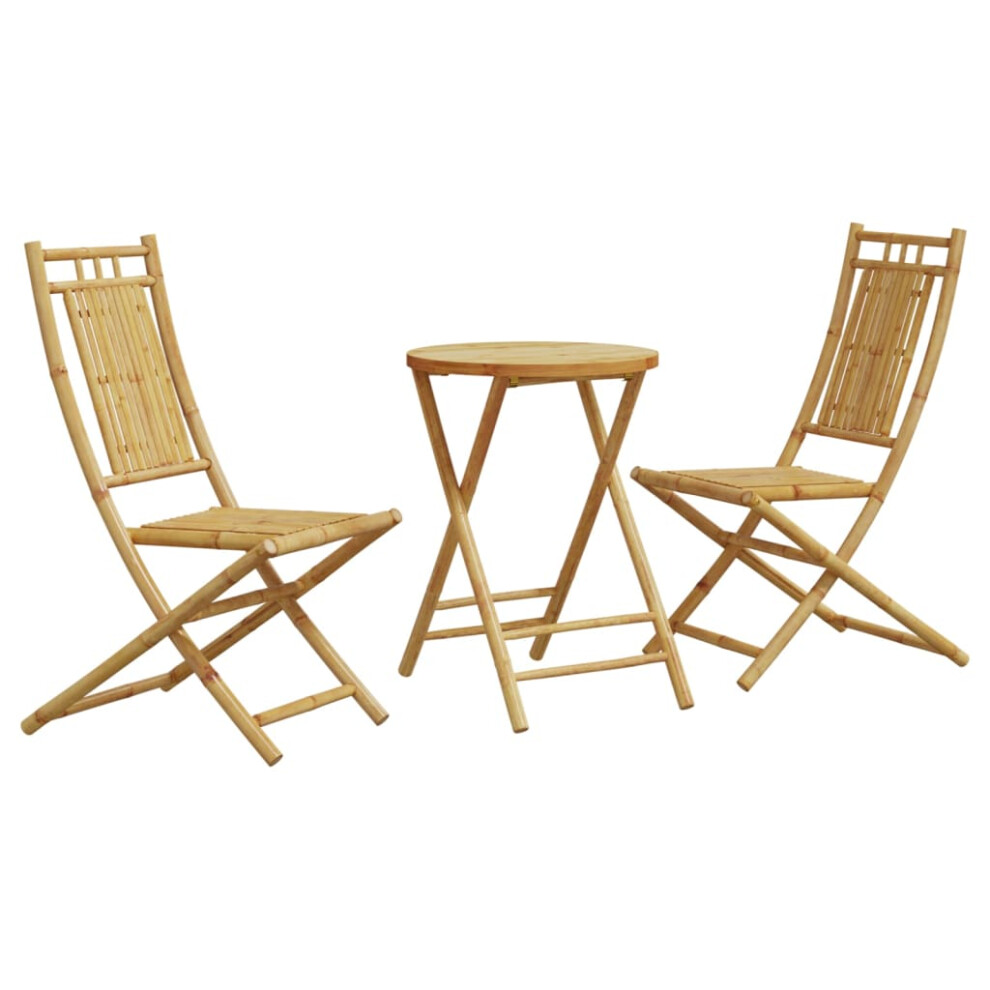 vidaXL Bistro Set 3 Piece Outdoor Bistro Set Garden Table and Chair Bamboo