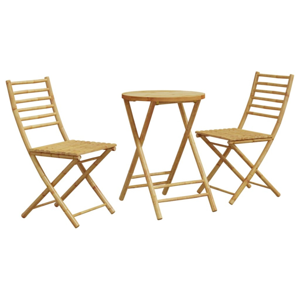 vidaXL - 3 Piece Bistro Set - Bamboo - Brown - Image 2