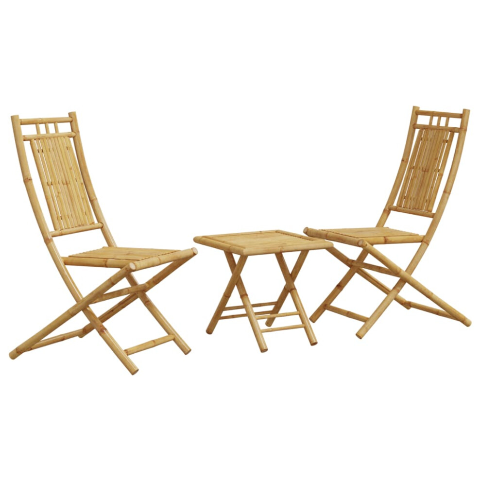 vidaXL Bistro Set 3 Piece Outdoor Bistro Set Garden Table And Chair Bamboo