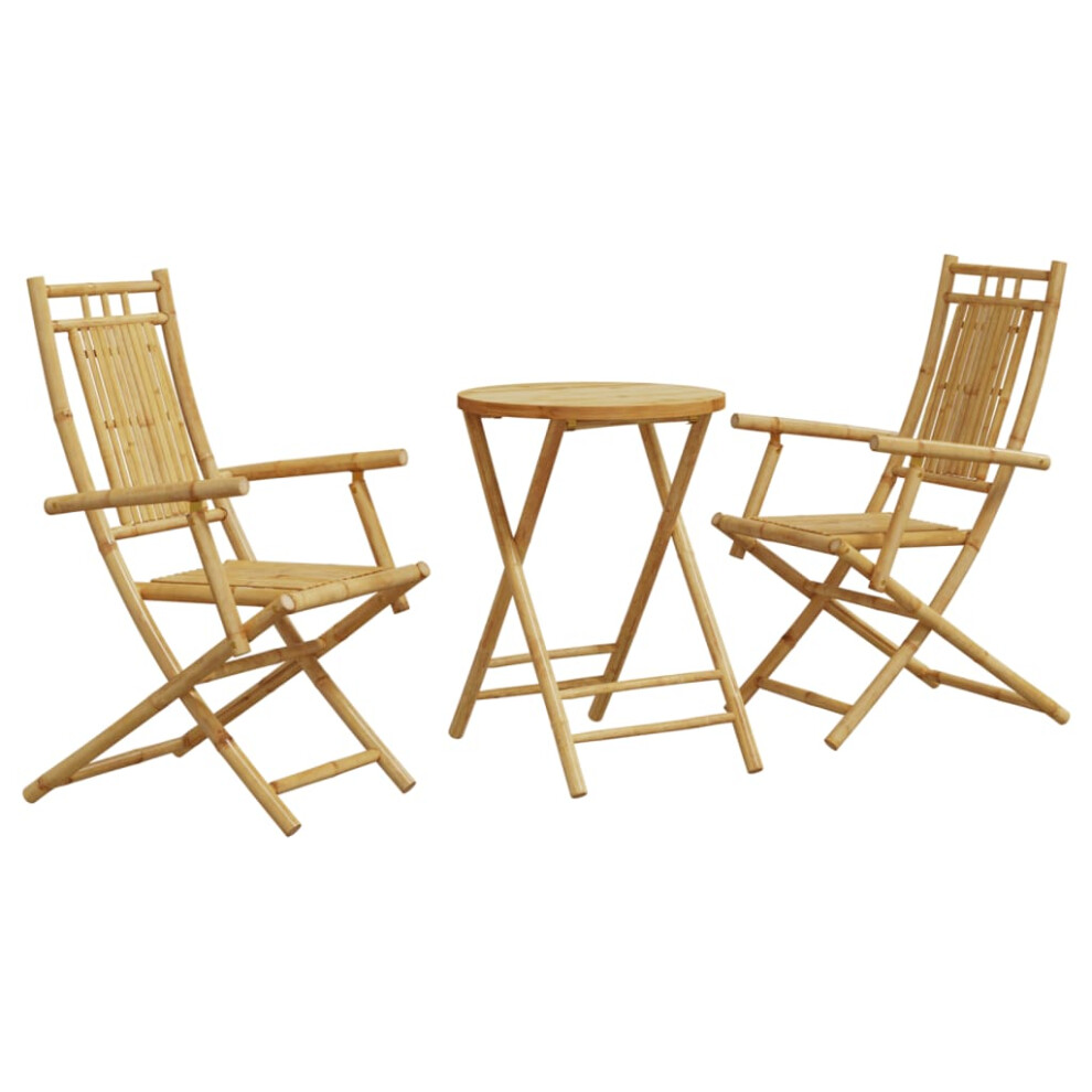 vidaXL Bistro Set 3 Piece Outdoor Bistro Set Garden Table and Chair Bamboo