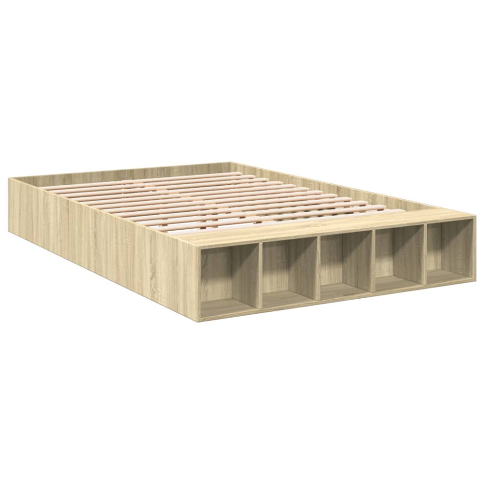 Vidaxl Bed Frame Bed Base Sonoma Oak 150X200 Cm King Size Engineered Wood