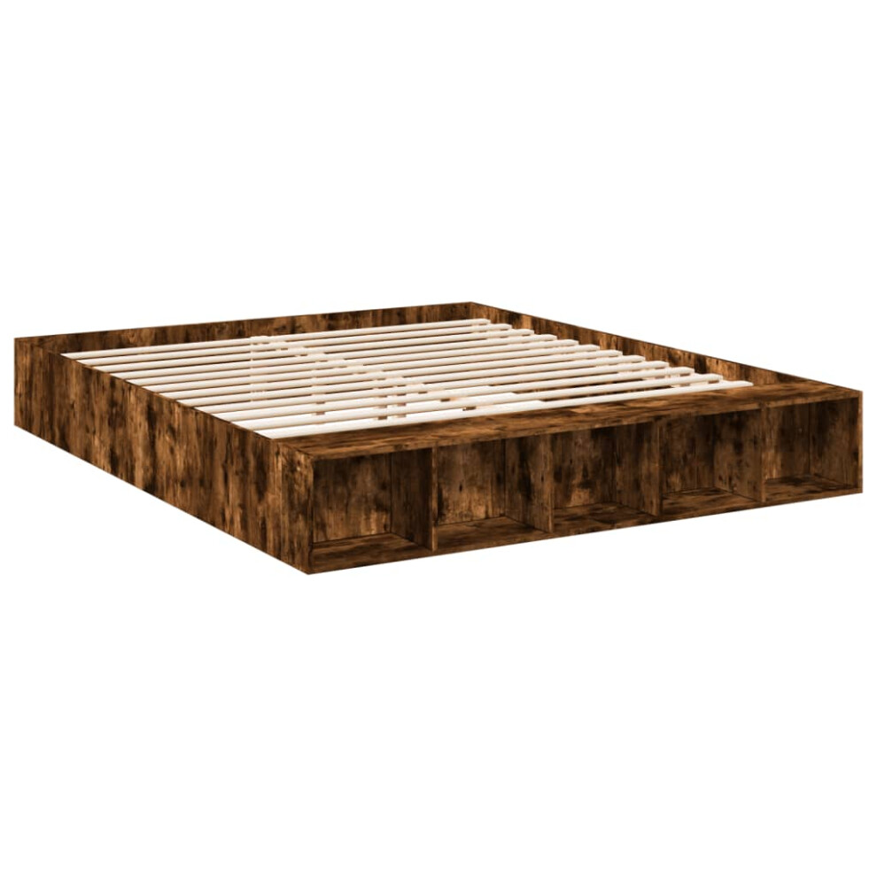 vidaXL Bed Frame Home Bed Base Bedstead Smoked Oak 200x200 cm Engineered Wood