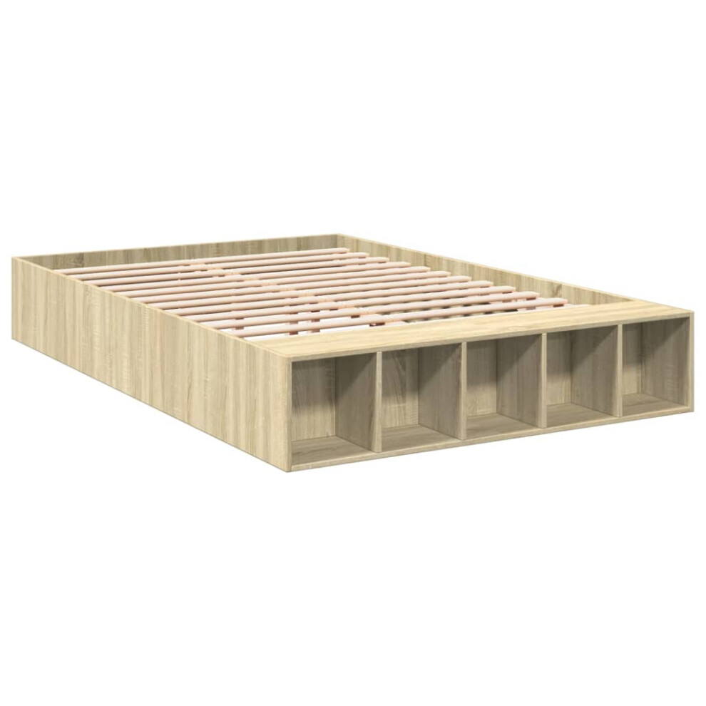 Vidaxl Bed Frame Home Bed Base Sonoma Oak 135X190 Cm Double Engineered Wood