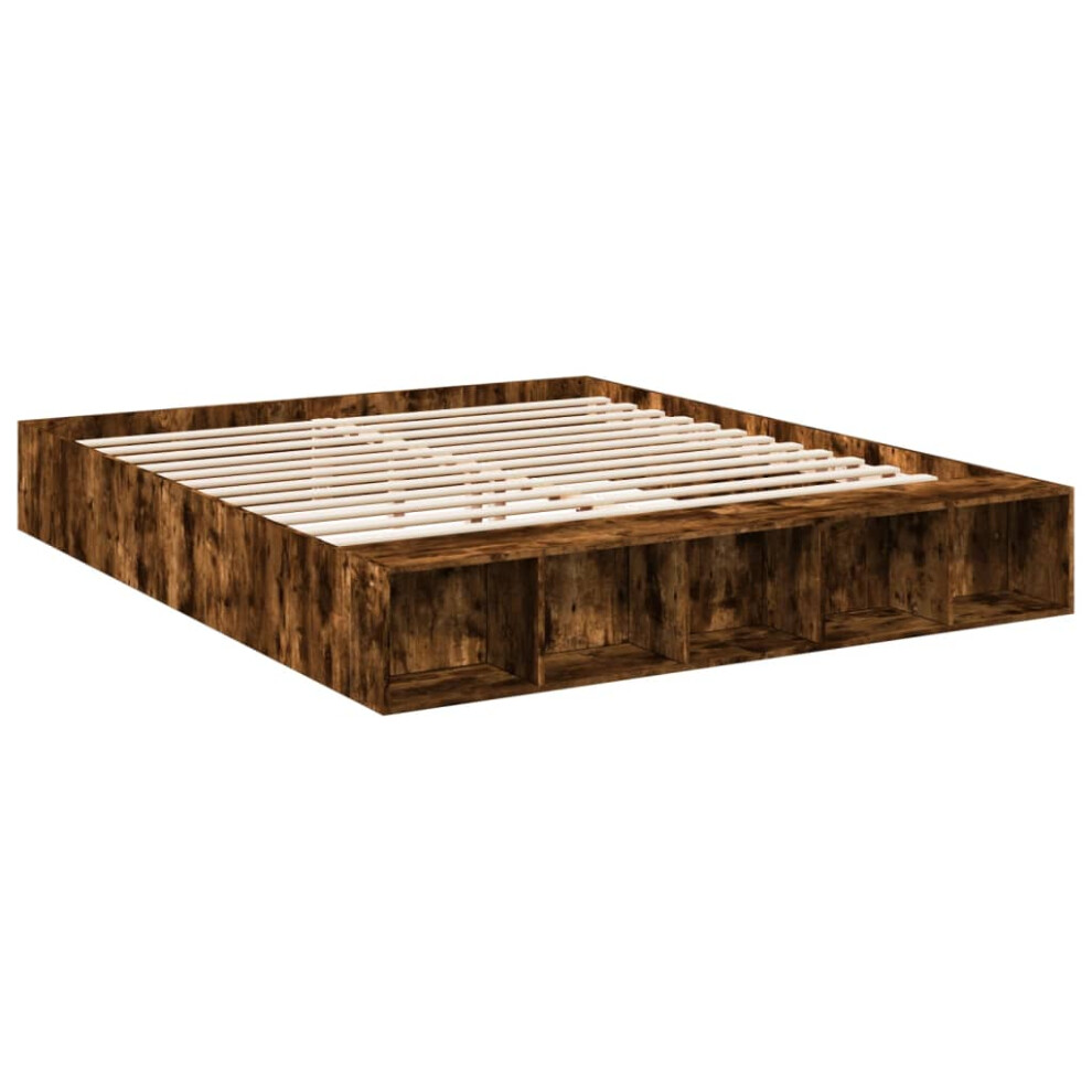 vidaXL Bed Frame Bed Base Smoked Oak 180x200 cm Super King Engineered Wood