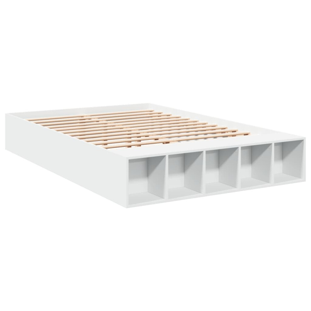 vidaXL Bed Frame Bed Base Mattress Foundation White 140x190 cm Engineered Wood