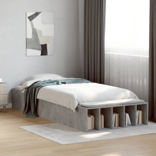 VidaXL vidaXL Bed Frame Bed Concrete Grey 75x190 cm Small Single Engineered Wood 2