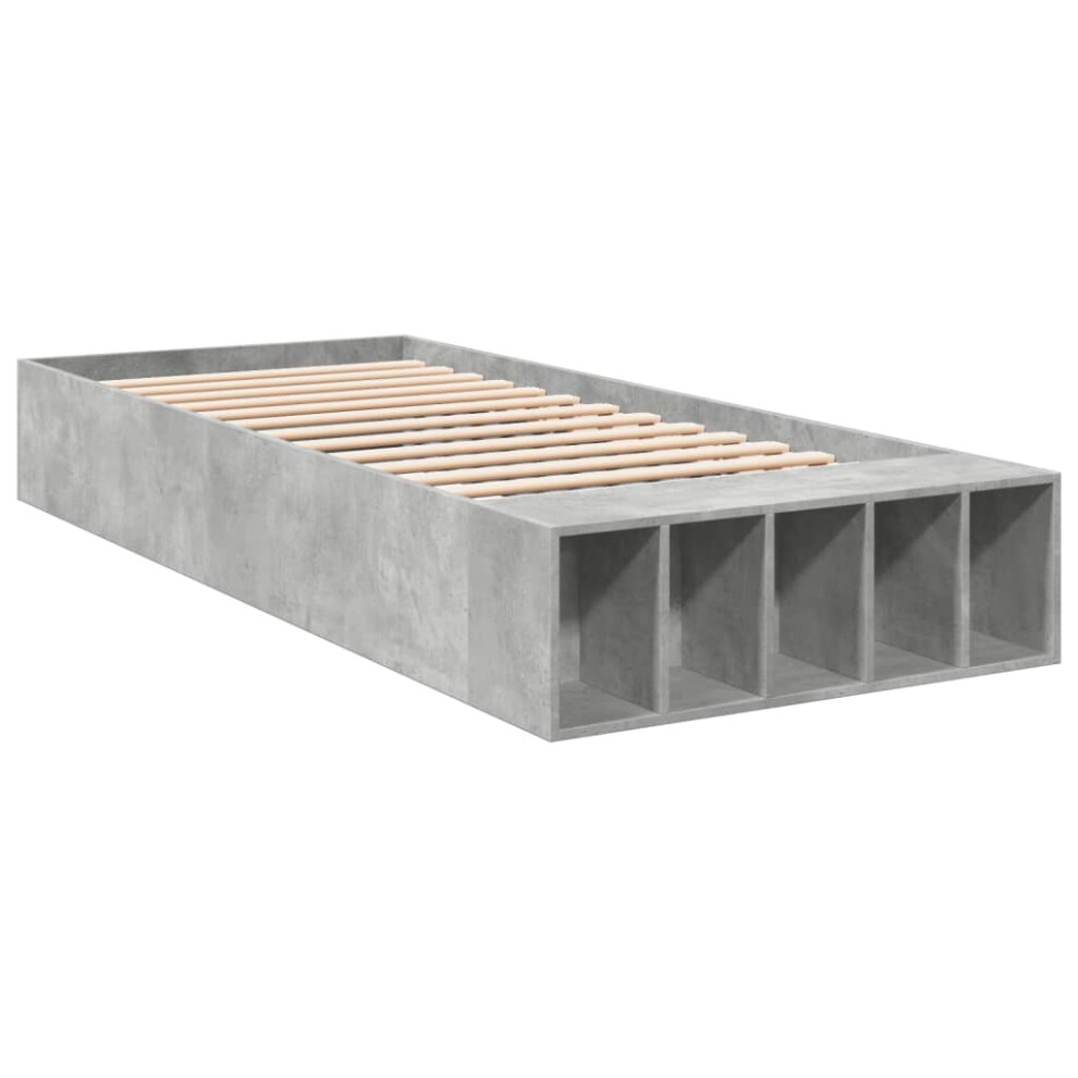 Vidaxl Bed Frame Bed Concrete Grey 75X190 Cm Small Single Engineered Wood