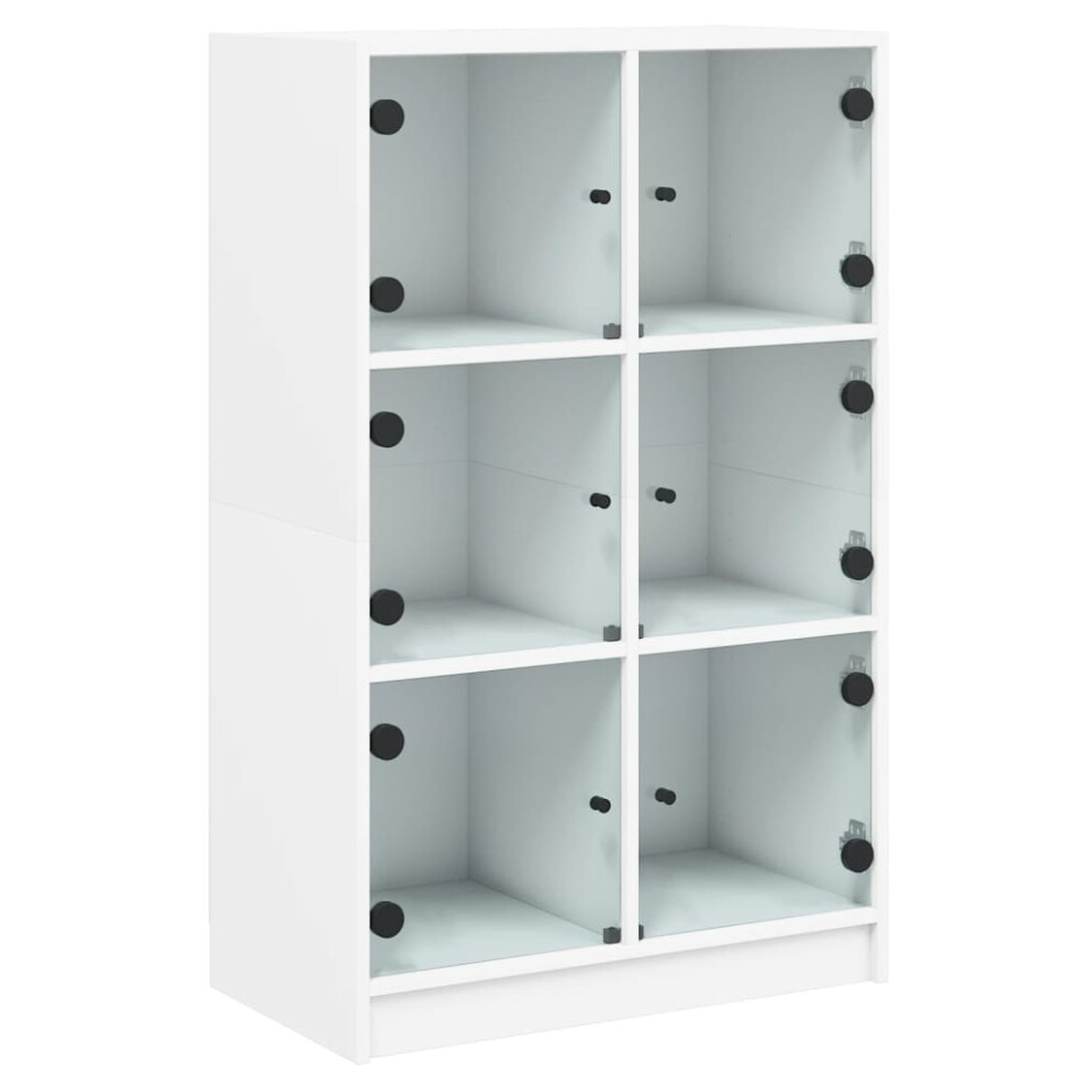 Vidaxl Highboard With Doors Sideboard Storage Cupboard White Engineered Wood