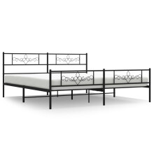 vidaXL Metal Bed Frame Bed Base with Headboard and Footboard Black 200x200 cm