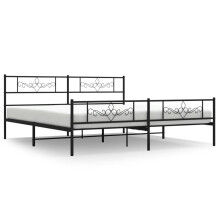 vidaXL Metal Bed Frame Bed Base with Headboard and Footboard Black 183x213 cm