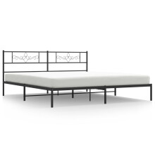 vidaXL Metal Bed Frame Mattress Foundation with Headboard Black 193x203 cm