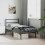 VidaXL vidaXL Metal Bed Frame with Headboard Bed Base Bedstead Black 90x190 cm Single 3
