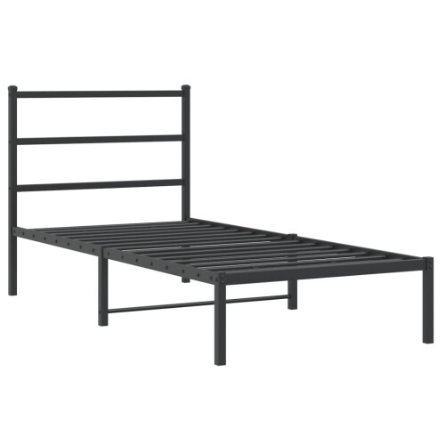 VidaXL vidaXL Metal Bed Frame with Headboard Bed Base Bedstead Black 90x190 cm Single 1