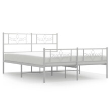 vidaXL Metal Bed Frame Bed Base with Headboard & Footboard White 5FT King Size