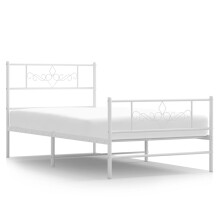 vidaXL Metal Bed Frame Bed Base with Headboard and Footboard White 100x200 cm