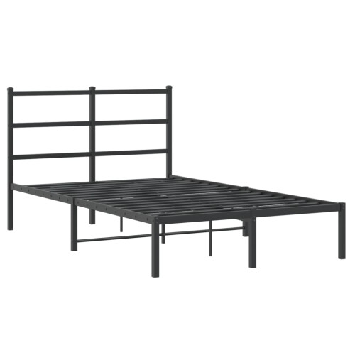 VidaXL vidaXL Metal Bed Frame with Headboard Bed Base Black 120x190 cm Small Double