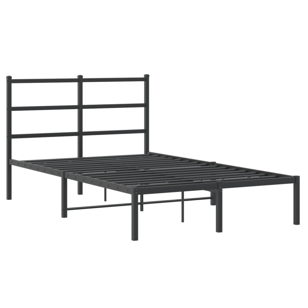 vidaXL Metal Bed Frame with Headboard Bed Base Black 120x190 cm Small Double