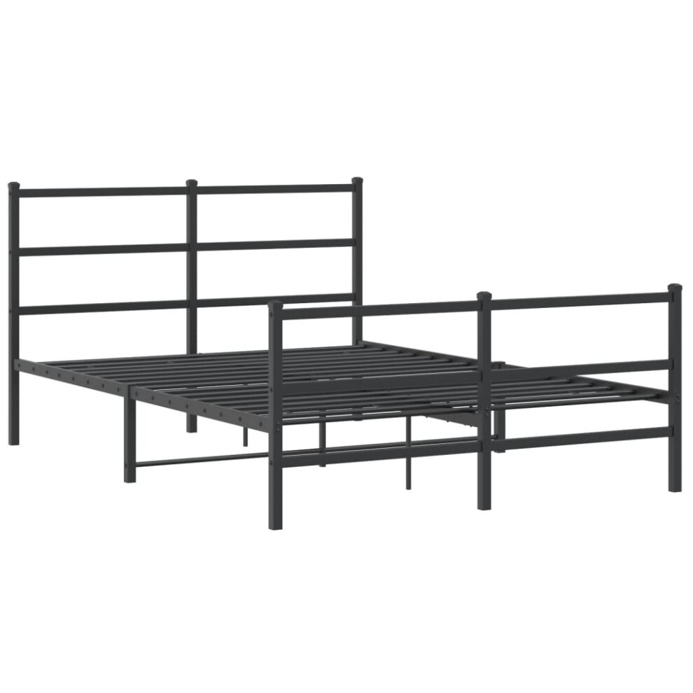 vidaXL Metal Bed Frame with Headboard and Footboard Bed BaseÃÂ Black 140x190 cm