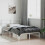 VidaXL vidaXL Metal Bed Frame with Headboard Bed Base White 120x190 cm Small Double 3