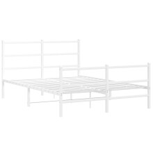vidaXL Metal Bed Frame with Headboard and Footboard Bed Base White 140x190 cm