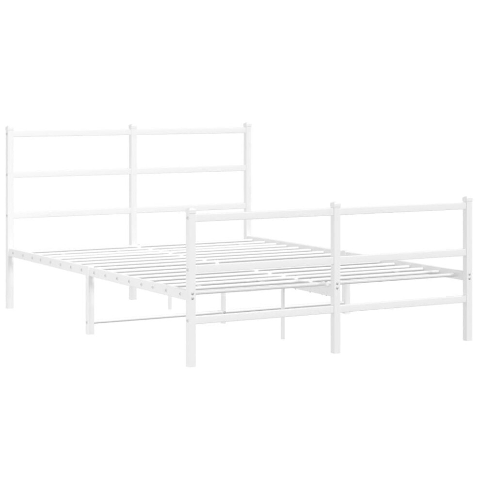 vidaXL Metal Bed Frame with Headboard and Footboard Bed BaseÃÂ White 140x190 cm