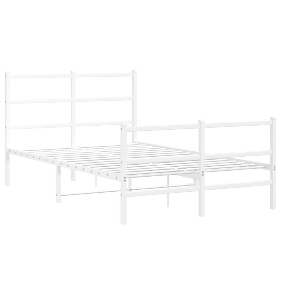 Vidaxl Metal Bed Frame With Headboard And Footboard Bed Base White 120X200 Cm