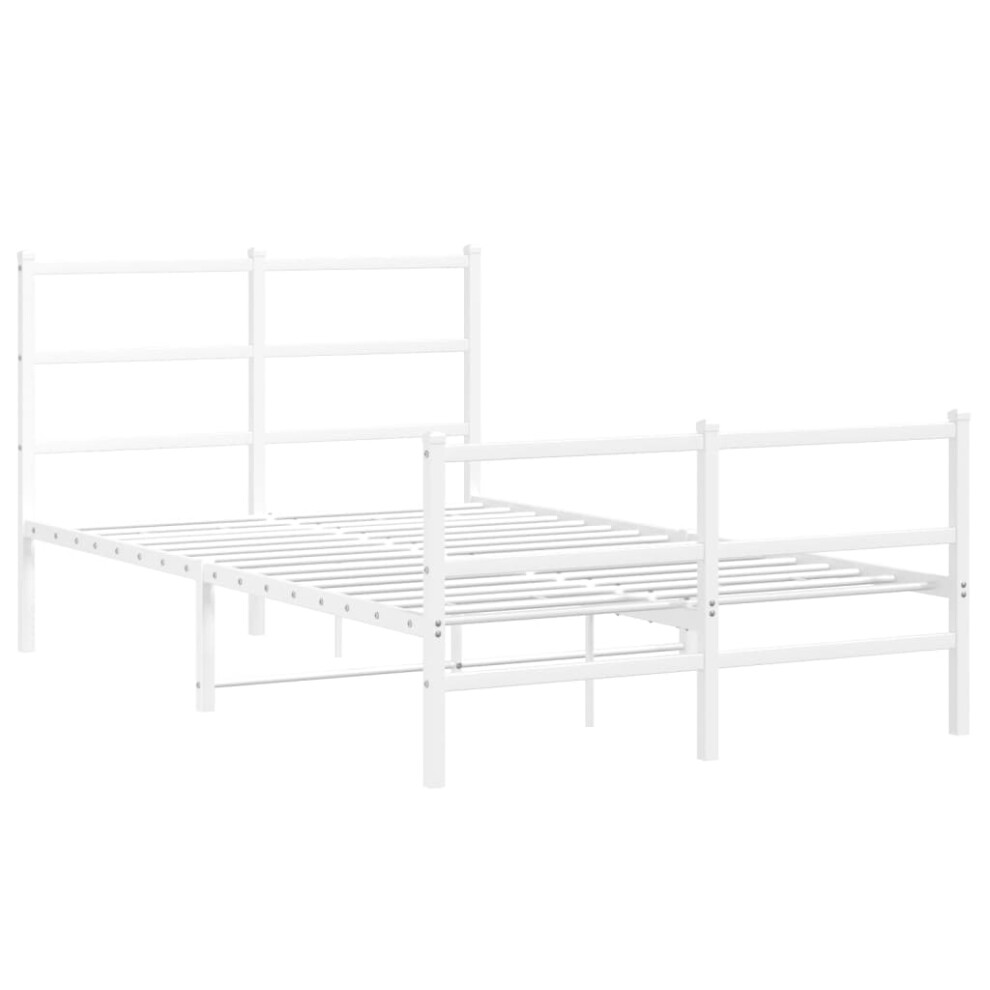 vidaXL Metal Bed Frame with Headboard and Footboard Bed BaseÃÂ White 120x200 cm