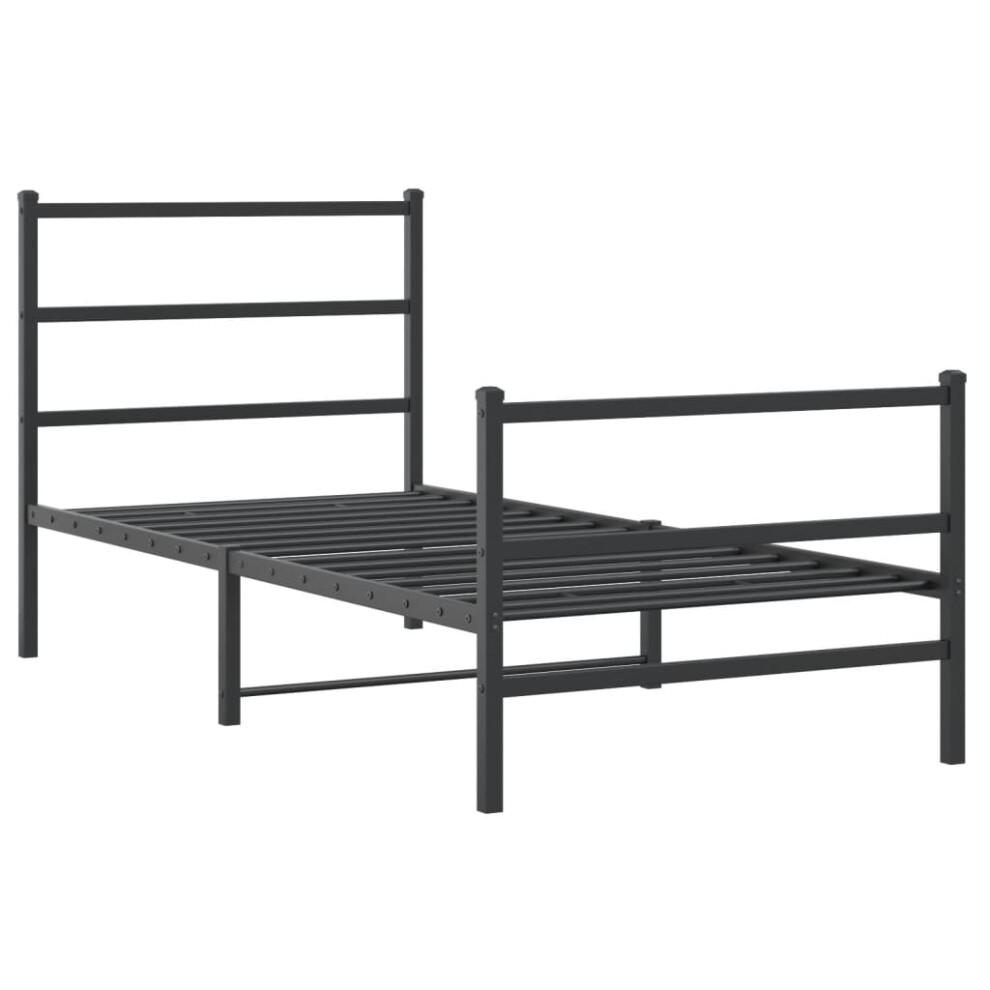 vidaXL Metal Bed Frame with Headboard and Footboard Bed BaseÃÂ Black 90x200 cm