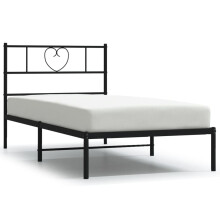 vidaXL Metal Bed Frame with Headboard Mattress Foundation Black 100x200 cm