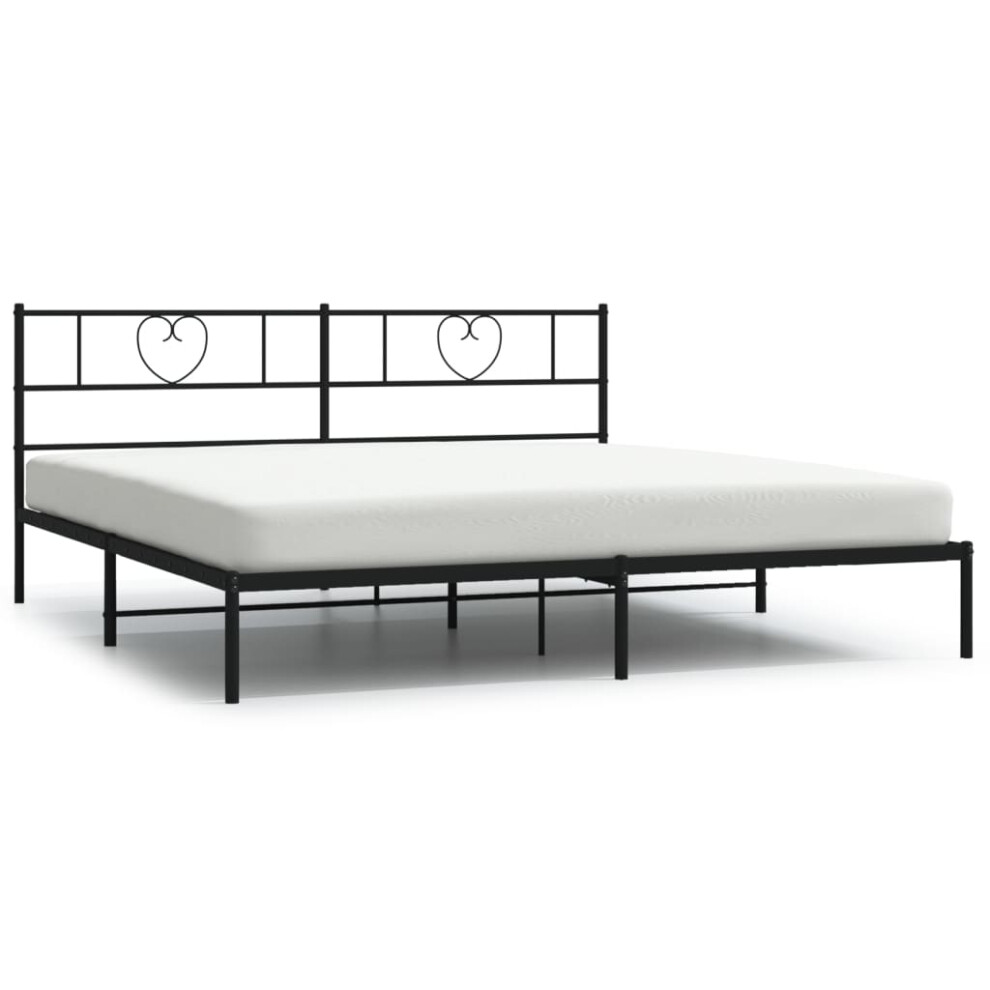 Vidaxl Metal Bed Frame With Headboard Mattress Foundation Black 200X200 Cm