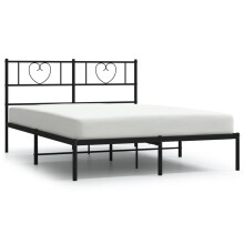 vidaXL Metal Bed Frame with Headboard Mattress Foundation Black 160x200 cm