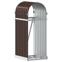 vidaXL Log Holder Firewood Rack Log Stand Wood Storage Brown Galvanised Steel