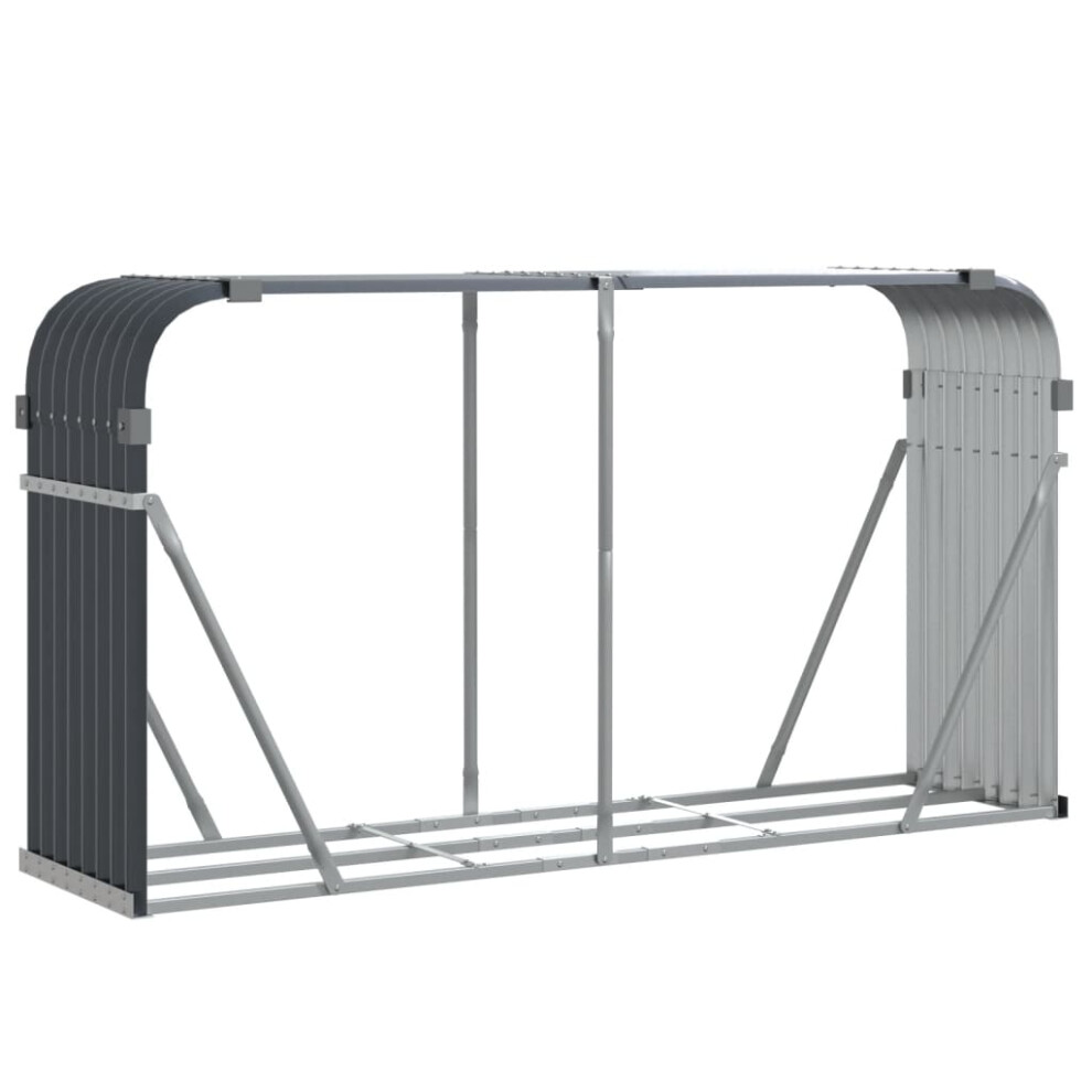 Vidaxl Log Holder Firewood Rack Log Wood Storage Galvanised Steel Anthracite