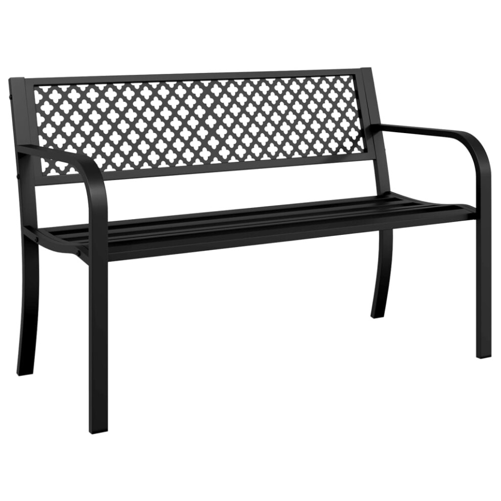 Vidaxl Garden Bench Outdoor Bench Seat Balcony Park Patio Bench Black Steel