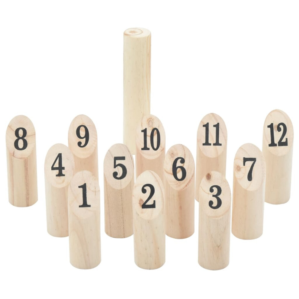 vidaXL Number Kubb Game Set 13 Piece & Carrying Bag Toss Game Solid Pine Wood